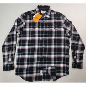New Field Stream Flannel Shirt‎ Mens L Button Up Plaid Long Sleeve Red Black
